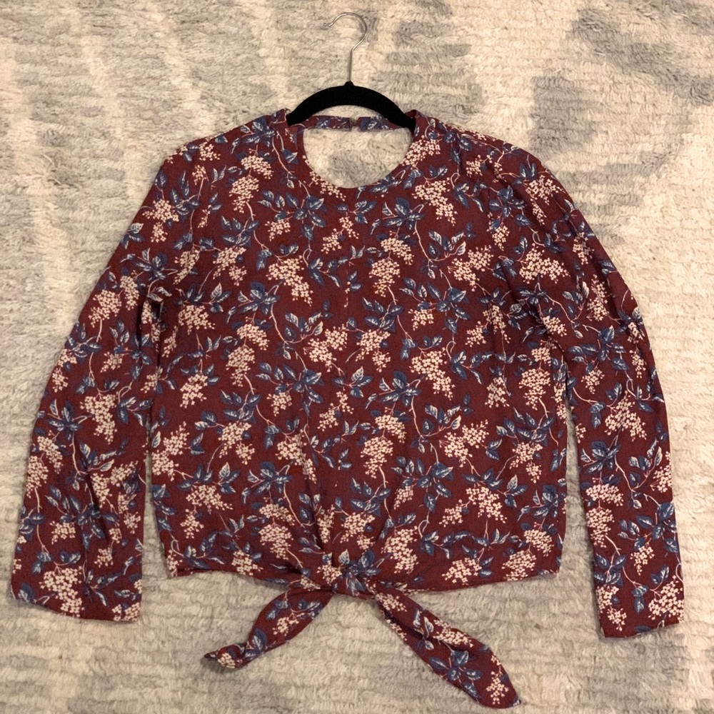 Madewell Floral Print Tie Blouse, Size Small